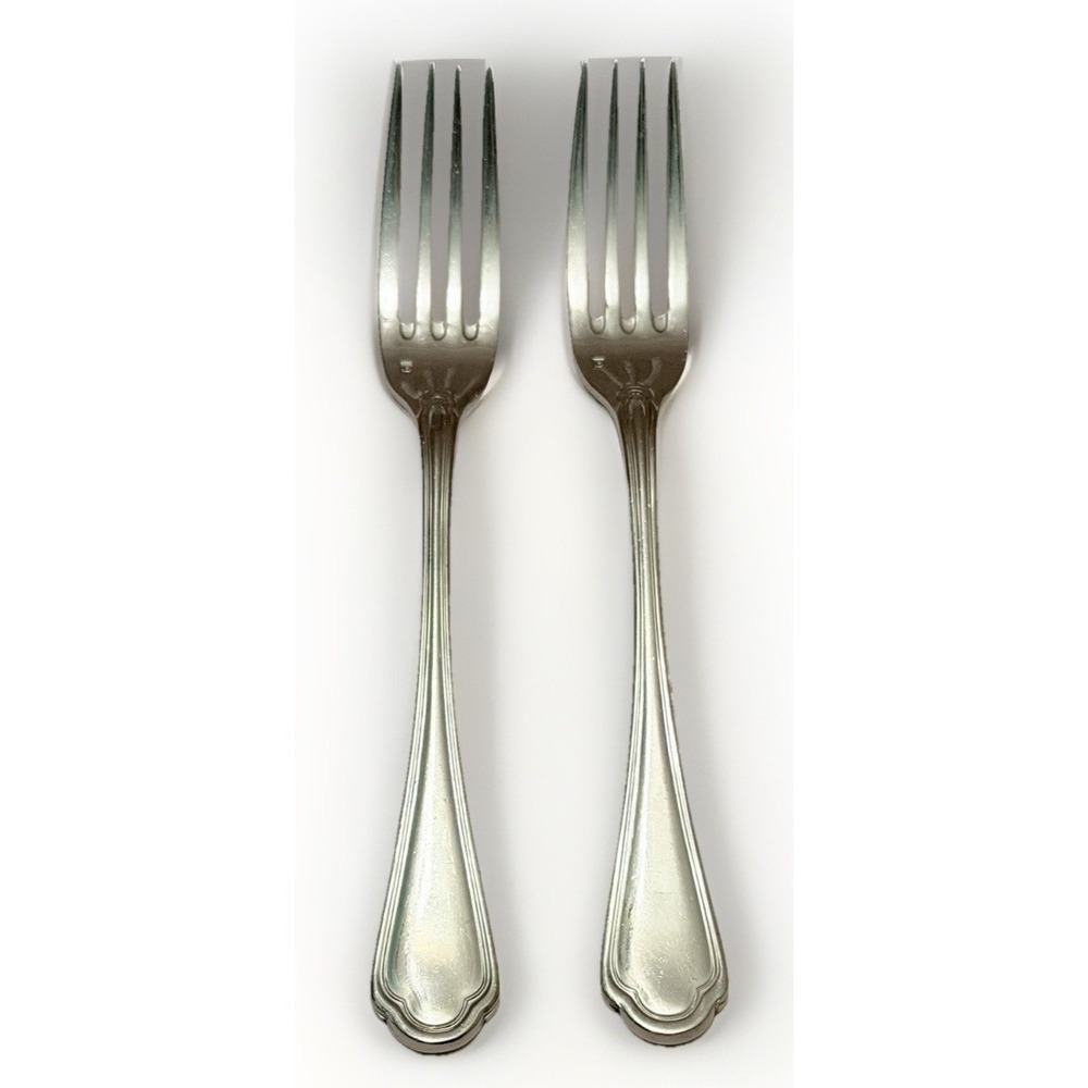 Fortessa Medici Stainless Flatware Dinner Forks 18/10 Fluted Scroll 8" Set 2 VTG